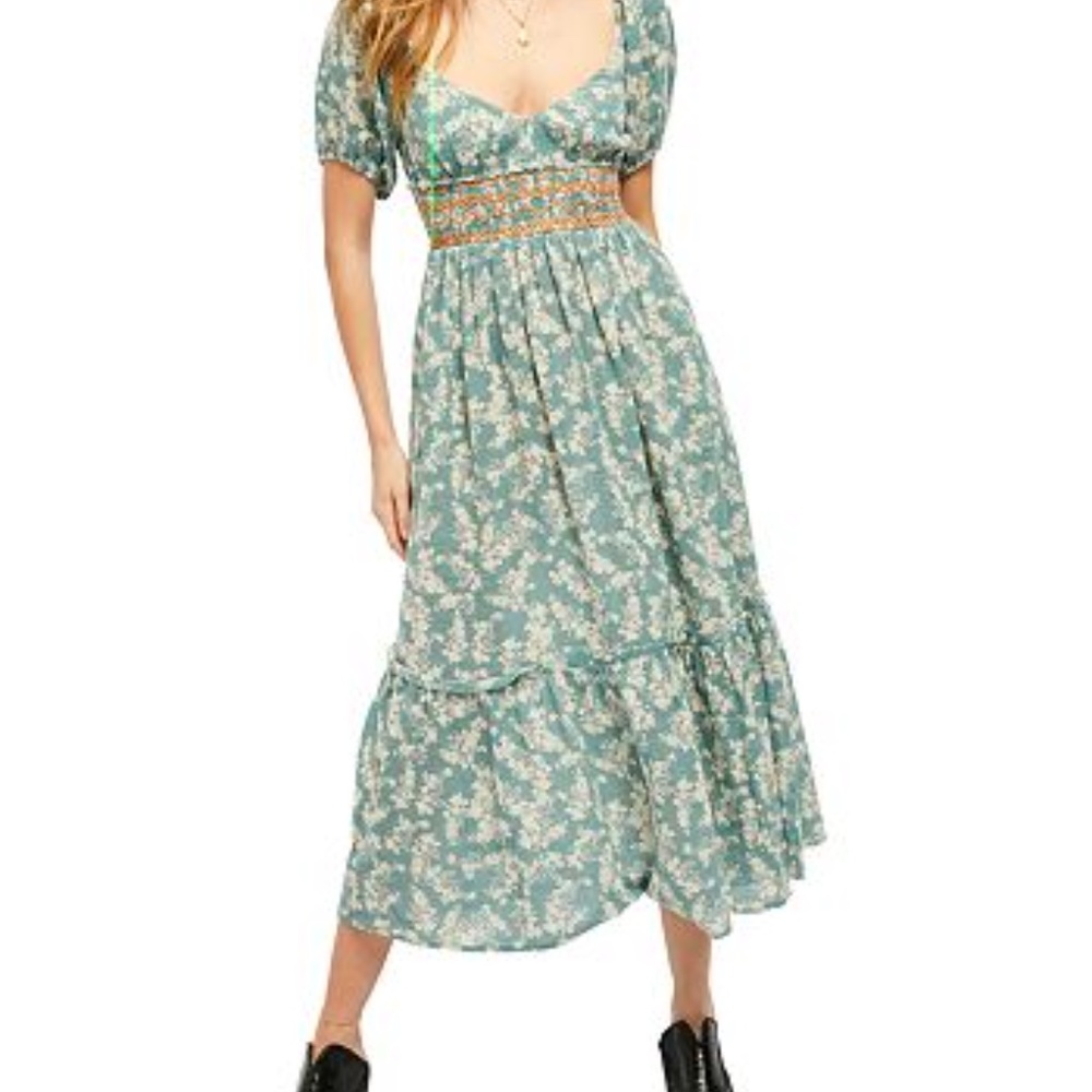 NWT Free People Ellie Printed Maxi Dress Size M
